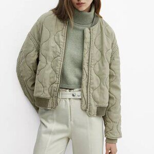 NWOT!   MANGO Women's Quilted Bomber Jacket Size XXL
